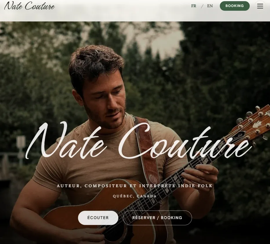 Page d’accueil du site de Nate Couture